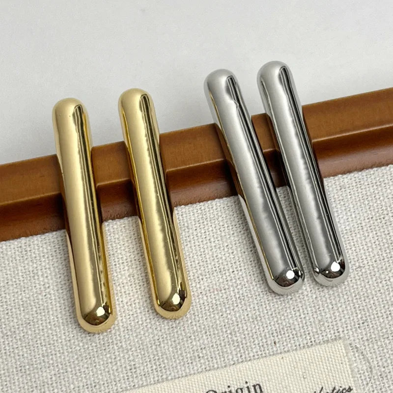 2024 New Simple European And American Metal Smooth Cylindrical Unique Earrings Temperament Female Accessories
