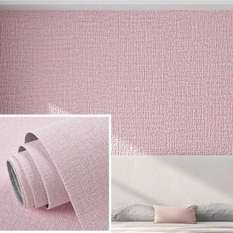 3D DIY Thicken Waterproof Mildew Proof Self-adhesive Insulation Wallpaper Linen Plain Color Stickers Renovation Wall Stickers