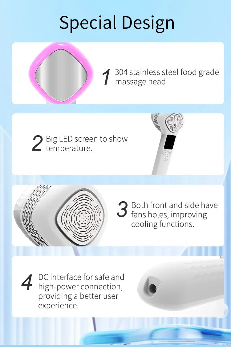 -5 To 48 Degree Ice Hammer Face Massager Ice Massage Beauty Instrument 6 Colors Photon Light Therapy for Skin Rejuvenation