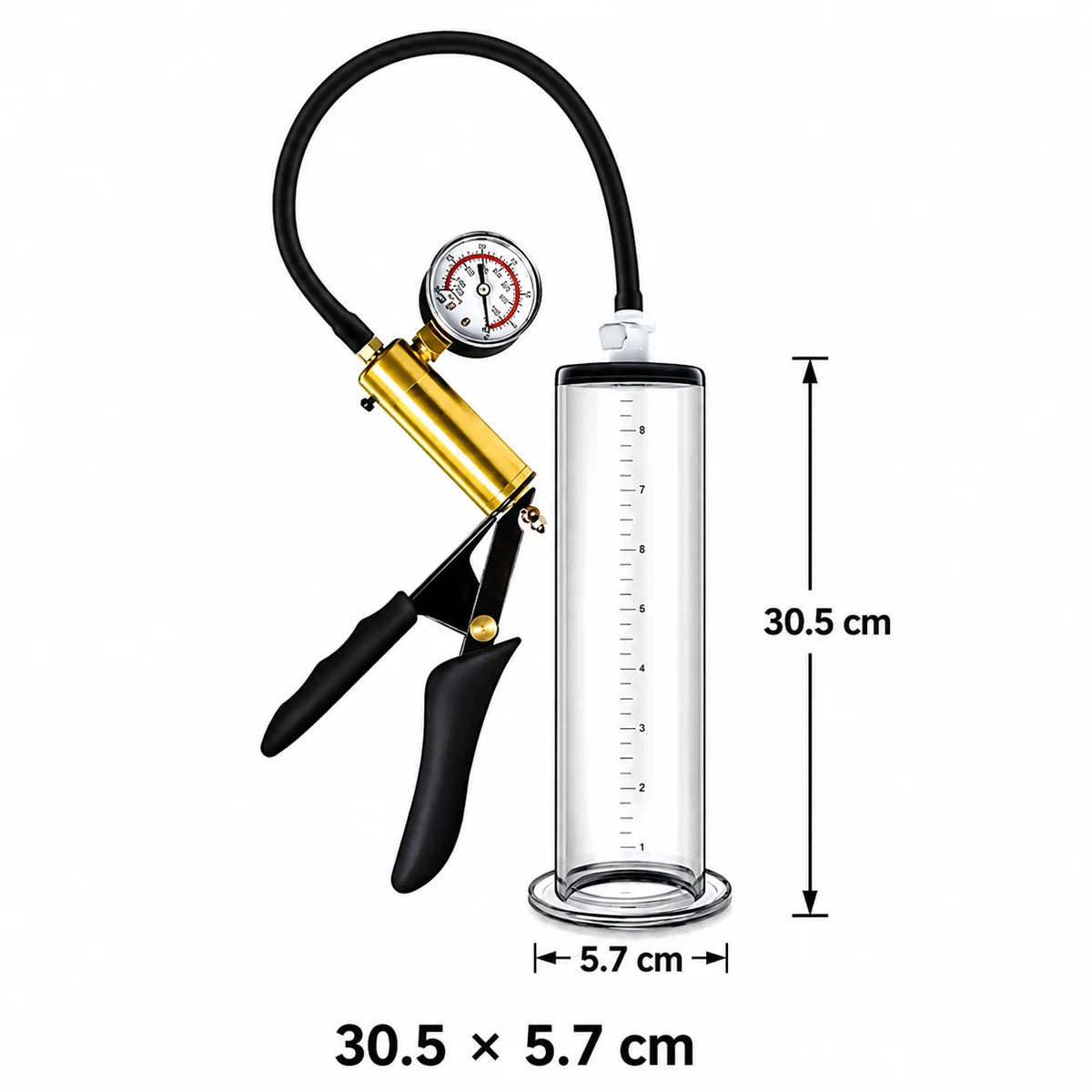 Men Adjustable Vacuum Training Kit with Transparent Acrylic Cylinder, Metal Pressure Dial, and Hand Pump for Home Use