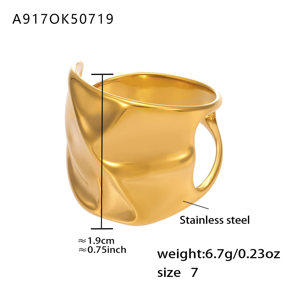 Multi-style Waterproof Gold Color Silver Chunky Ring Women's Geometric 316 Stainless Steel Ring Femme Finger Fashion Jewelry