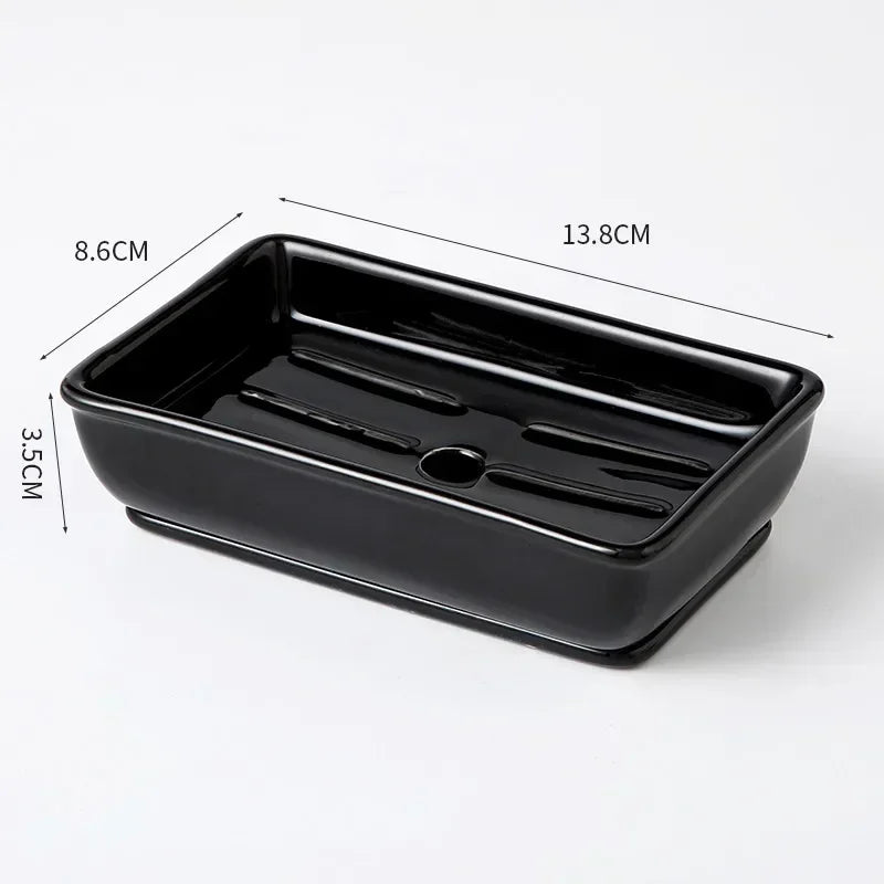 Light Luxury Soap Holder Ceramic Rectangle Household Bathroom Accessories Soap Dish Holders Restroom Organizer Kitchen Storage