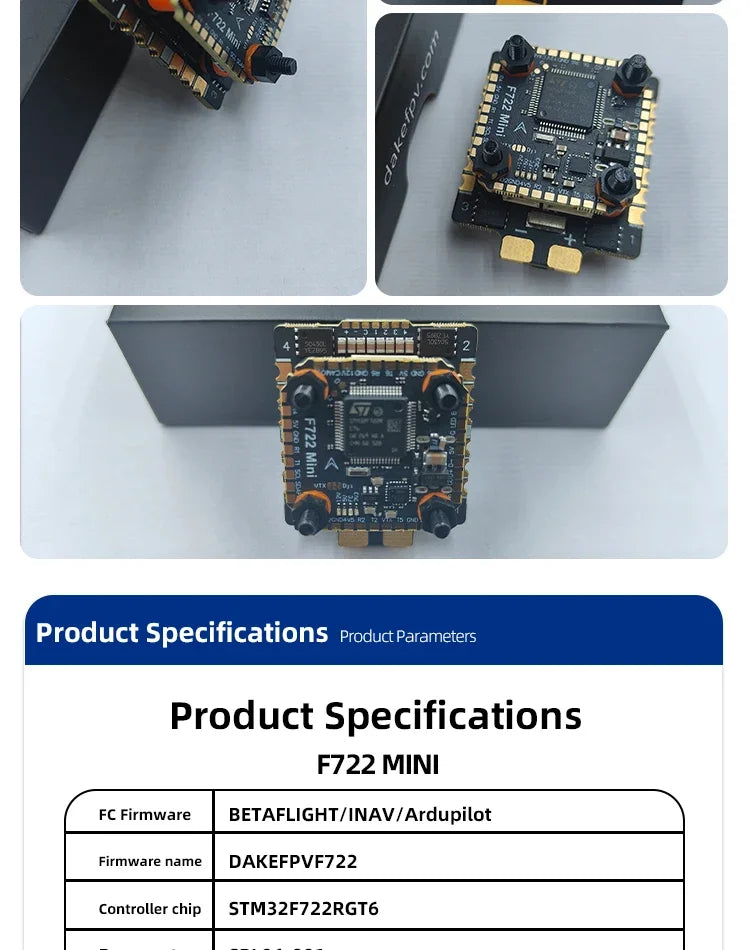 DAKEFPV F7 MINI Flight Stack F7 MINI Flight Controller 55A/60A/70A Mini ESC 20x20mm for FPV Drone