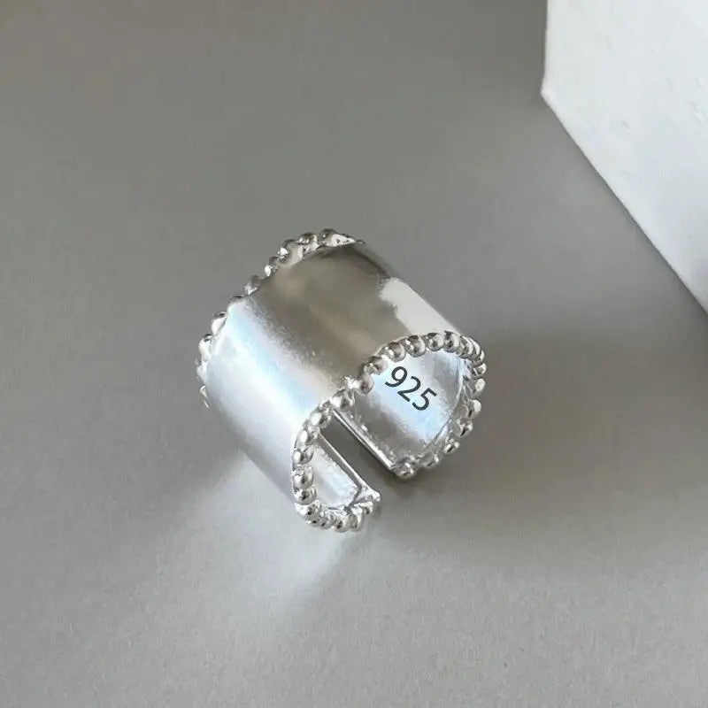 925 Sterling Silver Flower Geometry Ring For Women Girl Hollow Out Zircon Grace Wide Jewelry Gift Dropshipping