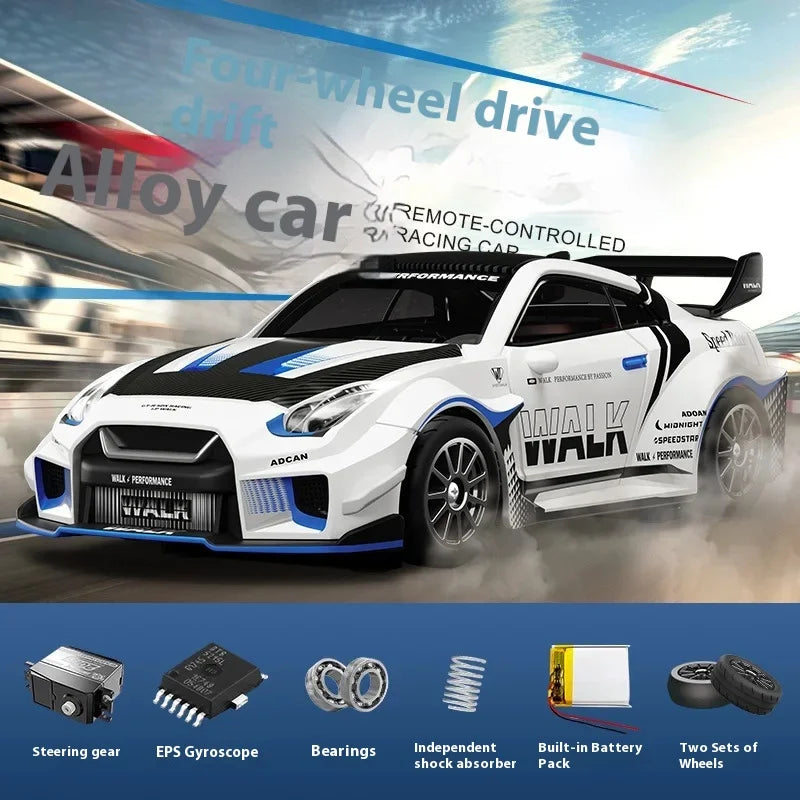 1:43 Scale RC 4WD Drift Alloy Car with Gyro Remote Control Toy for Boys Children's Christmas And Halloween Gifts