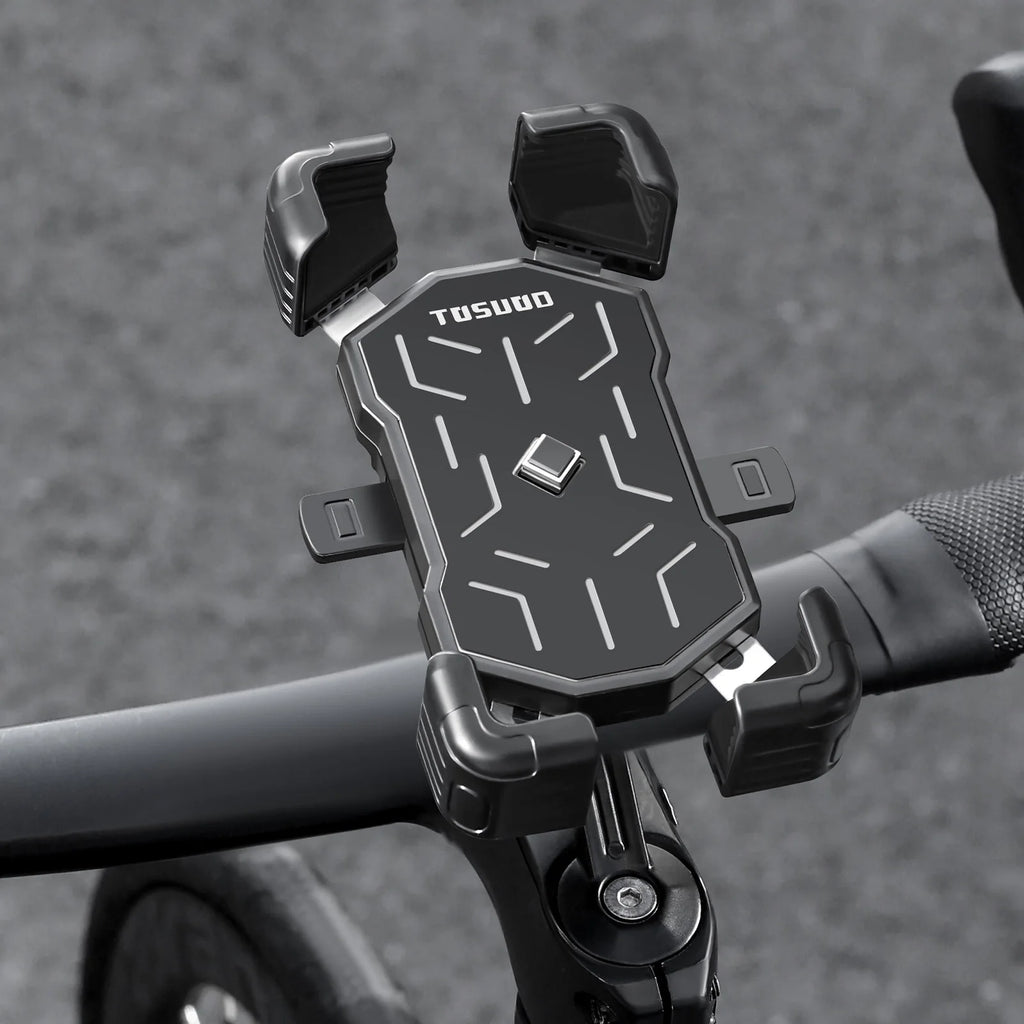 TOSUOD Bike Handlebar Phone Holder Automatic Locking One-Button Opening And Closing Bicycle Mobile Phone Stand