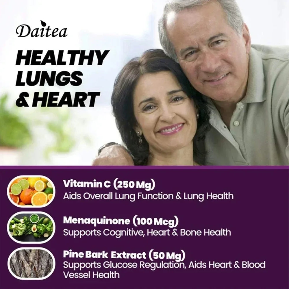 Lung Support Supplement for Lung Cleanse & Detox, with Quercetin Bromelain Vitamin C & Cordyceps for Lung, Respiratory Support