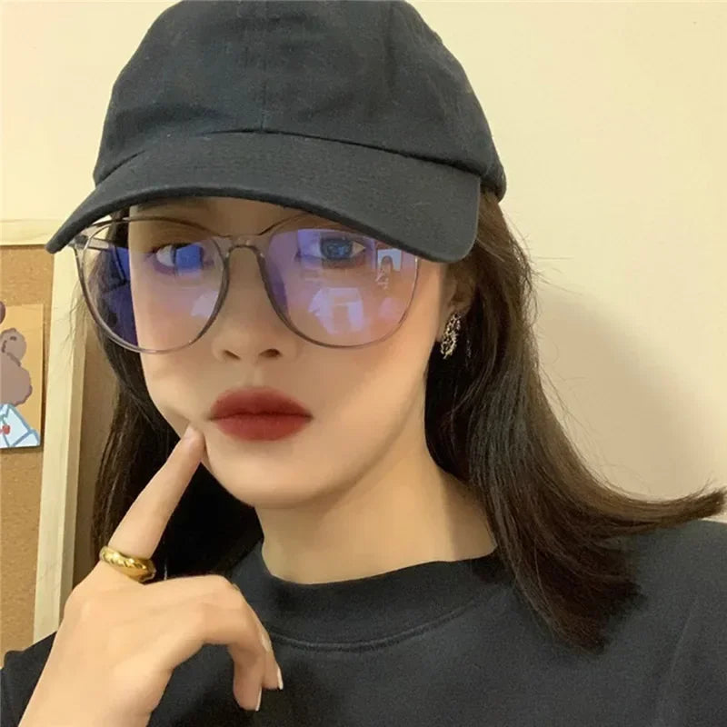 Transparent Computer Plano Glasses Round Frame for Women Men Anti Blue Light Clear Eyewear Blocking Optical Spectacle Eyeglasses