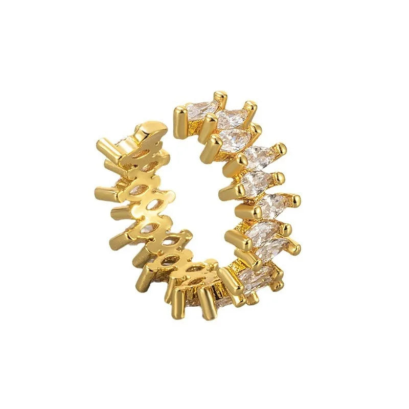 A Girl 1Pcs Horse Eye Zircon Earcuff Clips On Earring for Women Girls No Fake Piercing Cartilage Earrings Ear Ring Without Hole