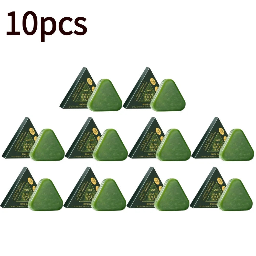 1/2/3/4/5/10pcs Natural Cacumen Platycladi Usma Grass Shampoo Bar Traditional Cold-Processing Silicone-Free Hair Care Soap