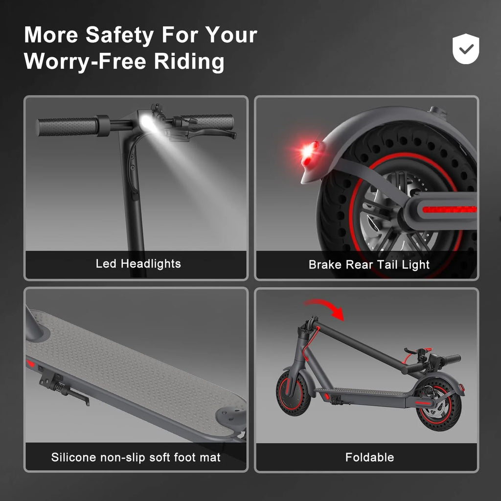 Adult 350W Electric Scooter 19mph Top Speed 16 Miles Max Range Foldable E-Scooter with 8.5'' Tires Double Shock System APP Control