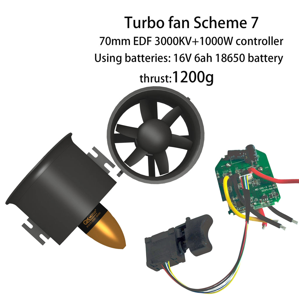 50 / 64 / 70mm EDF Brushless Motor KIT 1000W Controller ESC Blower Switch for Turbo Fan Blower