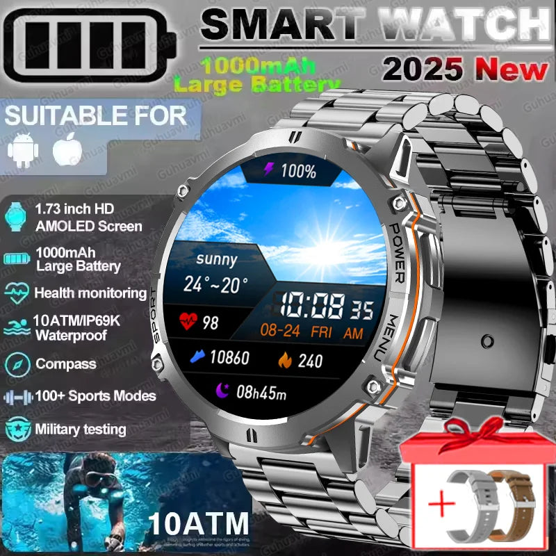2025 Original TANK X3 Ultra 1000mAh Battery Smart Watch Men GPS Outdoor Sports Fitness Smartwatch 10ATM Waterproof Swim Watches