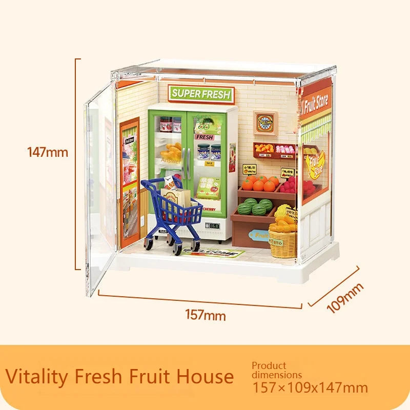 Mini Building Blocks DIY House Kit, Micro-Scale Scene Models Creative Gift for Women, Super World Tiny Craft