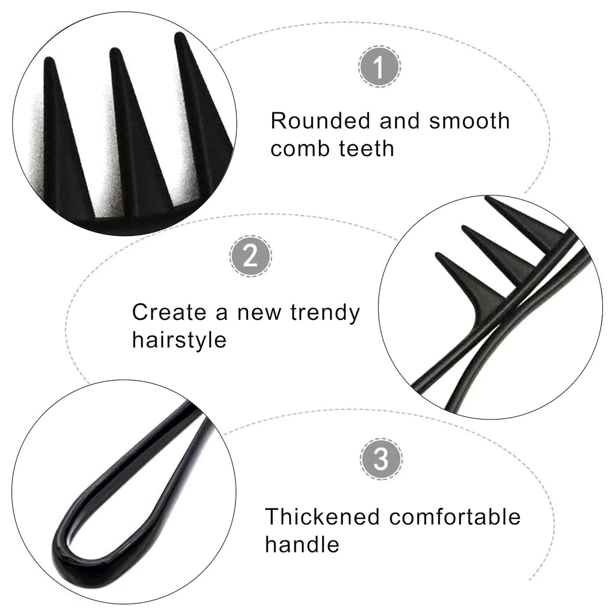 2 Pcs Professional Comb Set, Large Tooth Curl Comb Shark Teeth Hair Hairstyle Tool for Curly Wet Wavy Thick Hair Wigs Barber