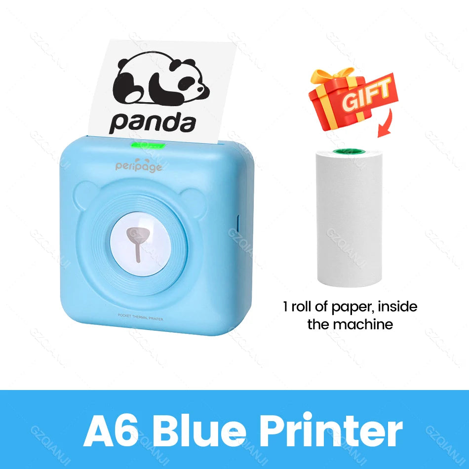 PeriPage A6 Mini Portable Thermal Printer Photo Pocket Label Sticker Printer Color Paper Roll 58mm Wireless Picture Print Maker