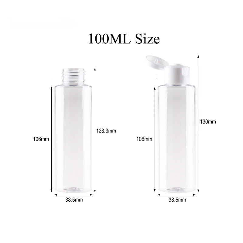 20pcs 100ML 120ML 200ML Empty Plastic Bottle With Aluminum Lid 500ML Flap Lid Refillable Bottle Cosmetic Container JX141-20
