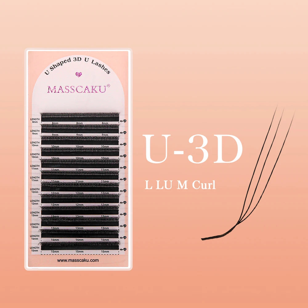 MASSCAKU 3D 4D 5D L/LU/M U-Shaped Eyelash Extensions Handmade Full Dense Clusters Makeup Products Natural Individual Lashes