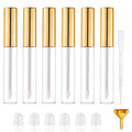 6 PCS Empty Lip Gloss Tubes 10ml Gold Lips Glosses Containers Empty Refillable Cosmetic Containers with Wand for Travel DIY