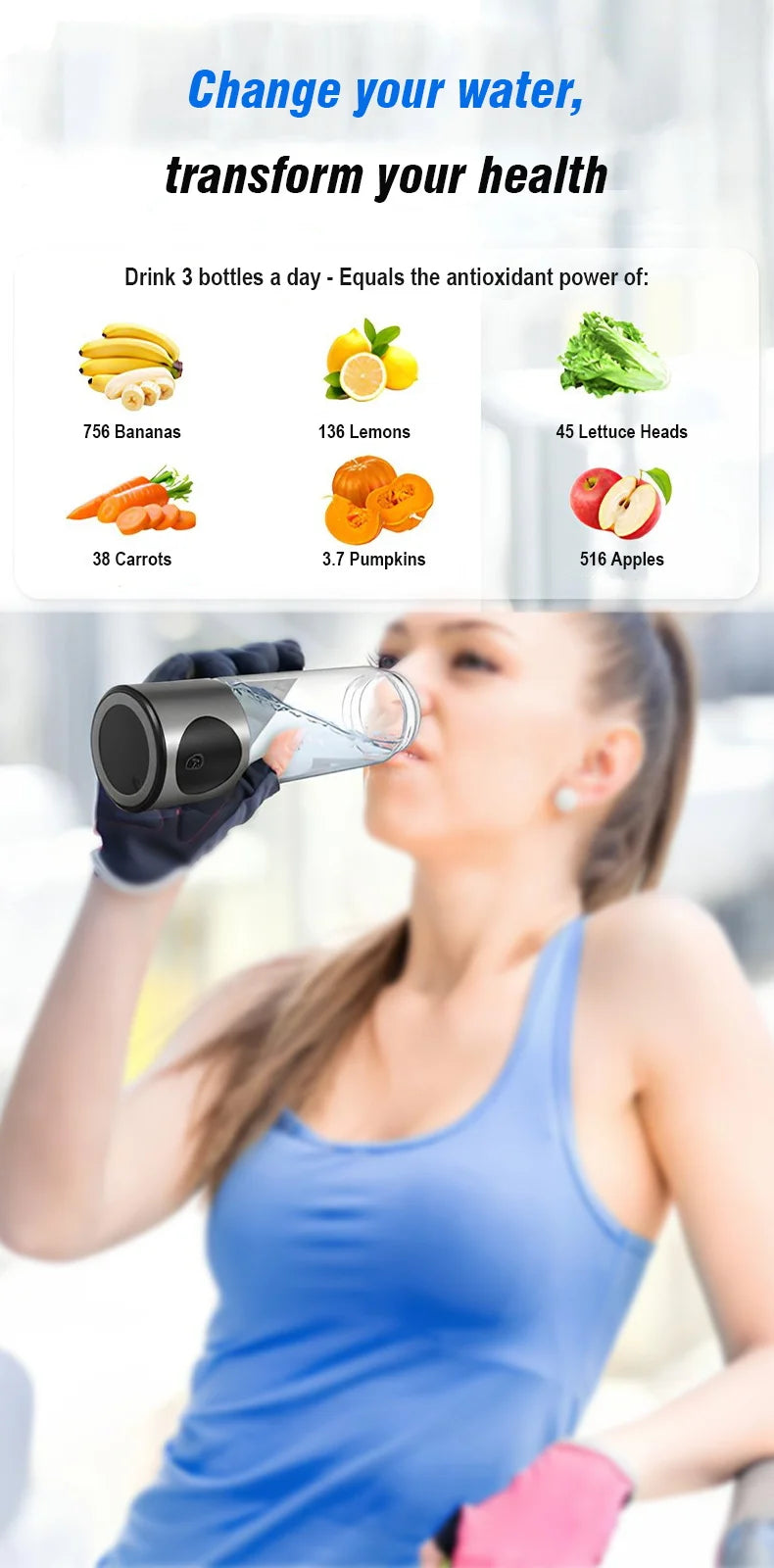 Portable High Performance Hydrogen Water Generator Bottle SPE PEM Chamber Electrolytic Ionizer Rechargeable Hydrogen Water Cup