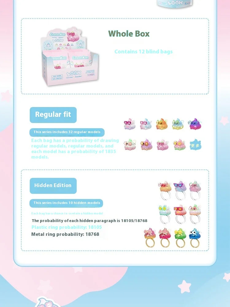 Mini Emmmku Four-Generation Elf Series Trendy Hand-Made Cute Doll Blind Box Set Creative Desktop Decorations Toy Collection