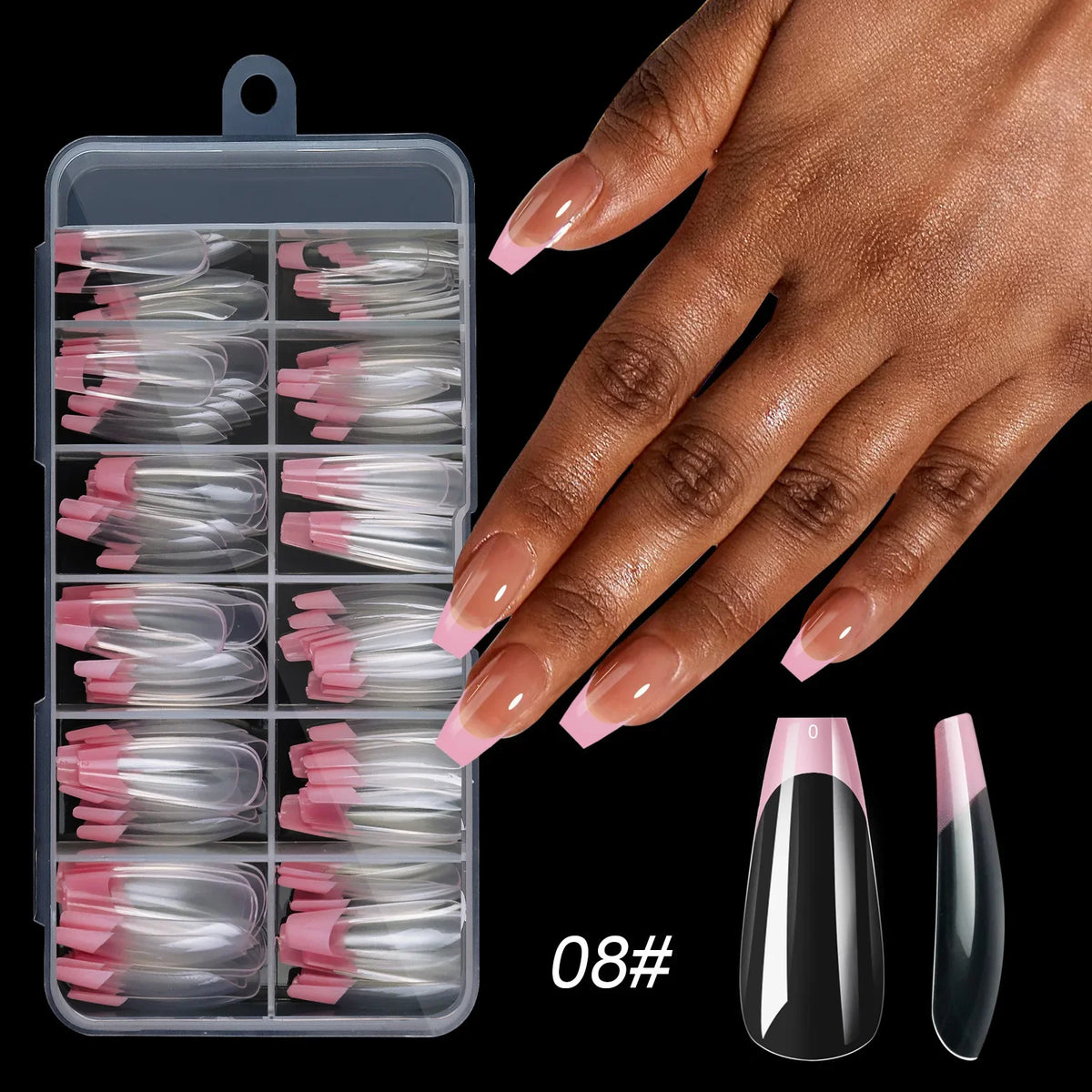 120pcs/Boxed Acrylic French False Nails Multicolor Square Almond Nail Tips Full Cover Removable Mixed Size Press On Nails