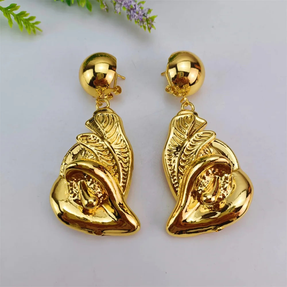 EMMA African Bridal Wedding Jewelry Nigerian Women Classic Big Bold Necklace Nice Earrings Italian Dubai Gold Color Jewelry Set