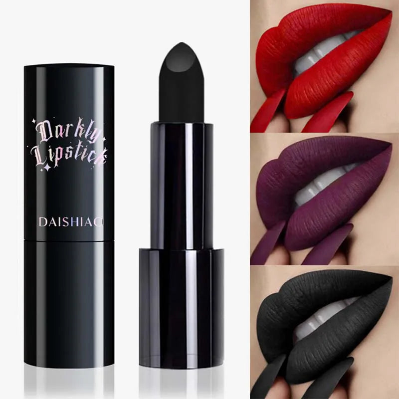 Halloween Dark Night Lipstick Waterproof and Long-lasting Black Dark Purple Matte Lipstick Makeup Lip Cosmetics