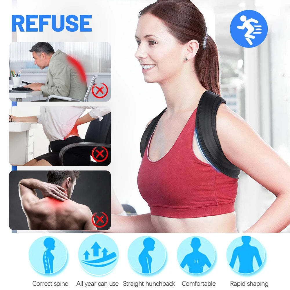 RGGMQQ Adjustable Posture Corrector for Men & Women, Comfortable Shoulder Brace Support for Neck, Back & Shoulder Pain Relief