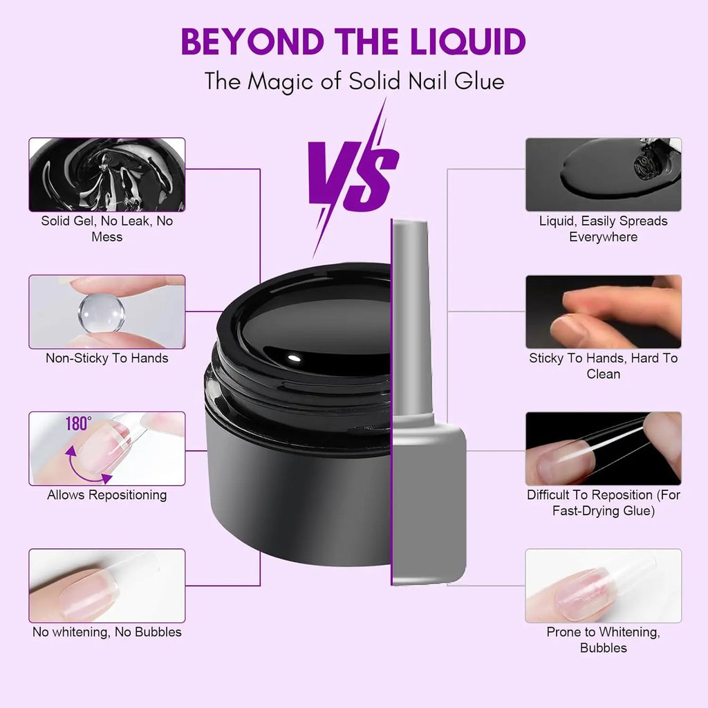 Makartt Solid Nail Gel for Acrylic Nail Tips Glue Gel Curing Needed UV Cured for Press On Nails Fake Nails Solid Nail Adhesive