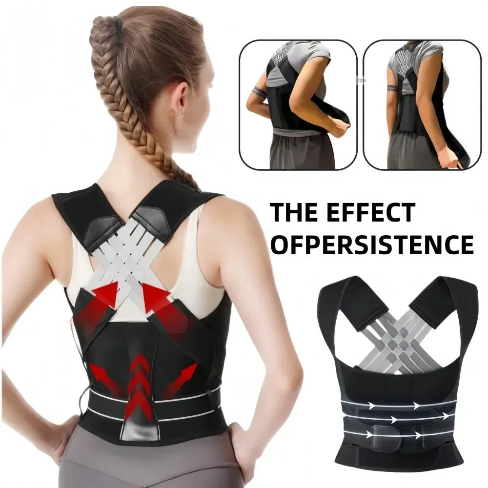 Posture Back Brace Adjustable Back Support Strap to Men and Women Prevent Spinal Distortion and Hunchback Suitable for Gym Body