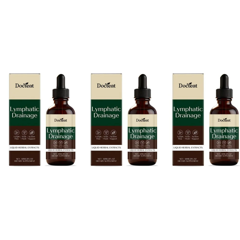 Docteat Lymphatic Drainage Liquid Herbal Extract Drops for Metabolic Needs Support with Cleavers Red Clover Stillingia 60 ML