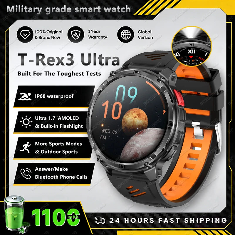 2026 GPS Sports Smart Watch 1.7-Inch AMOLED Screen Outdoor Sports Compass Heart Rate IP68 Waterproof Bluetooth Call Smartwatches