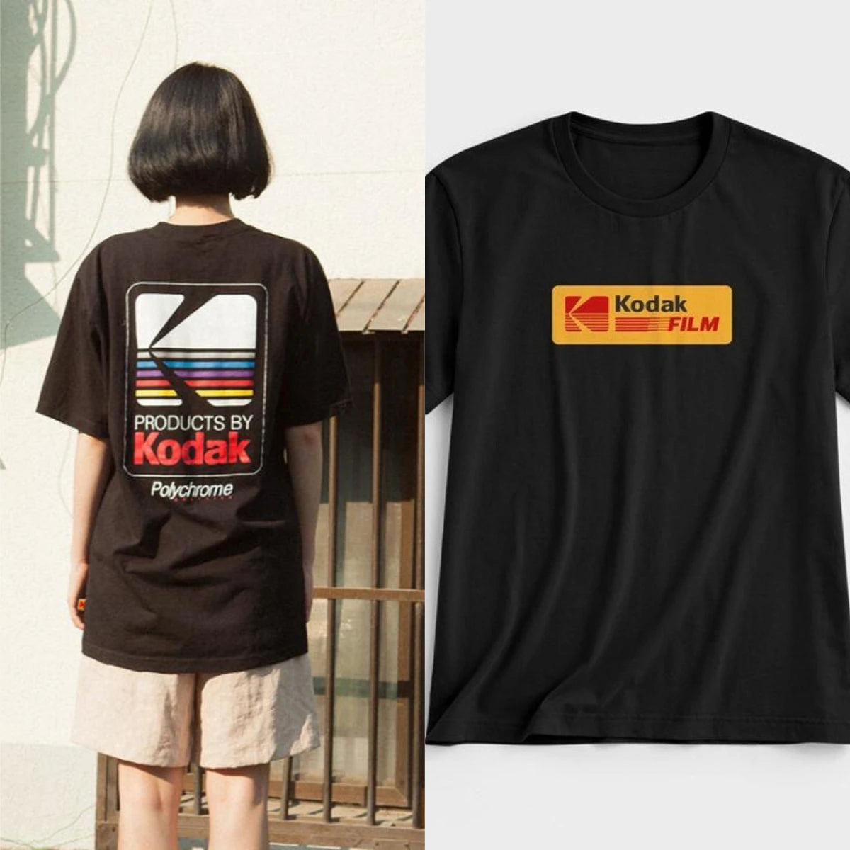 Kodak Polychrome Rainbow Back Print Unisex Cotton T Shirt Vintage Retro Short Sleeve Tee Y2K Casual Streetwear Film Graphic Top
