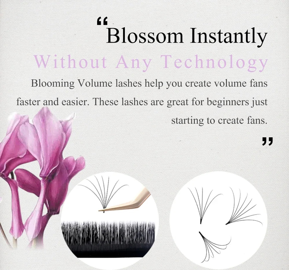 Yelix Easy Fanning Eyelash Extensions Fast Fan Blooming Individual Lashes Automatic High Quality Flowering Volume Eyelash