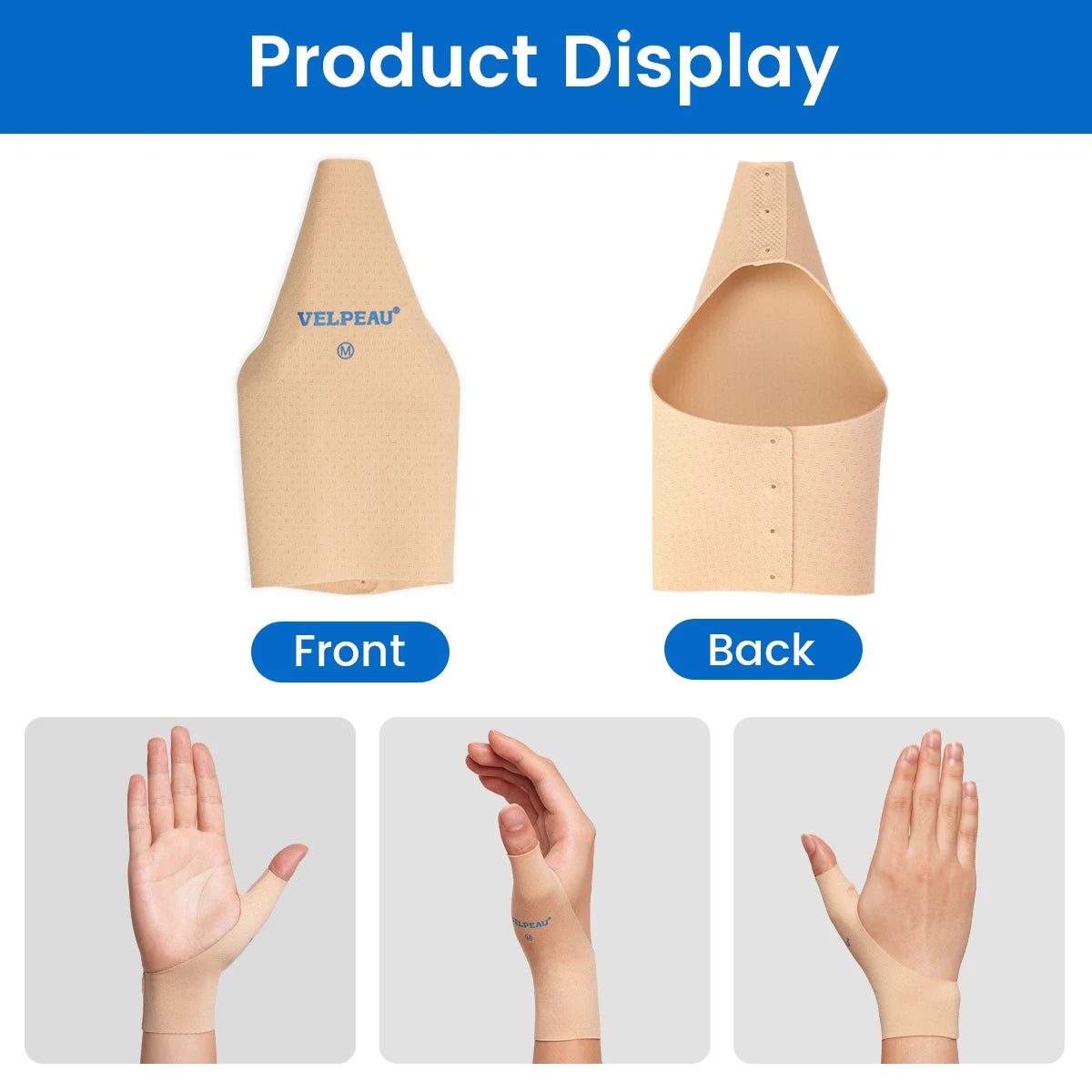 VELPEAU Thumb Compression Sleeve for Mild Arthritis Pain and Sports, Thumb Splint Support Liner Universal for Both Hands, 2PCS