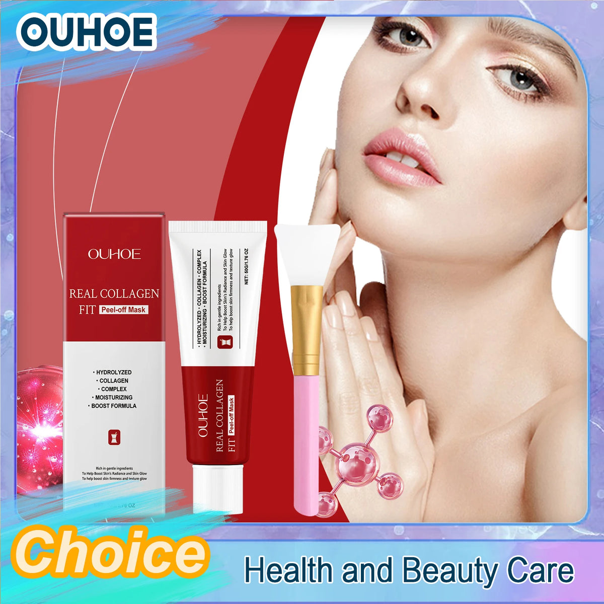 Collagen Peel off Mask Tighten Antioxidant Reduce Wrinkle Blackhead Soothe Exfoliate Moisturizing Lighten Facial Wrapping Cream