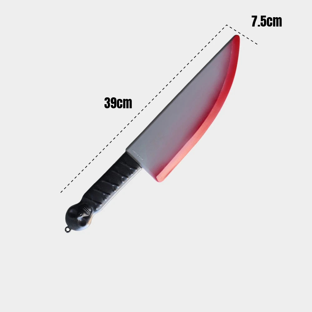Halloween realistic props - blood-spreading axes, chainsaws, plastic knives for costumes, party cosplay props