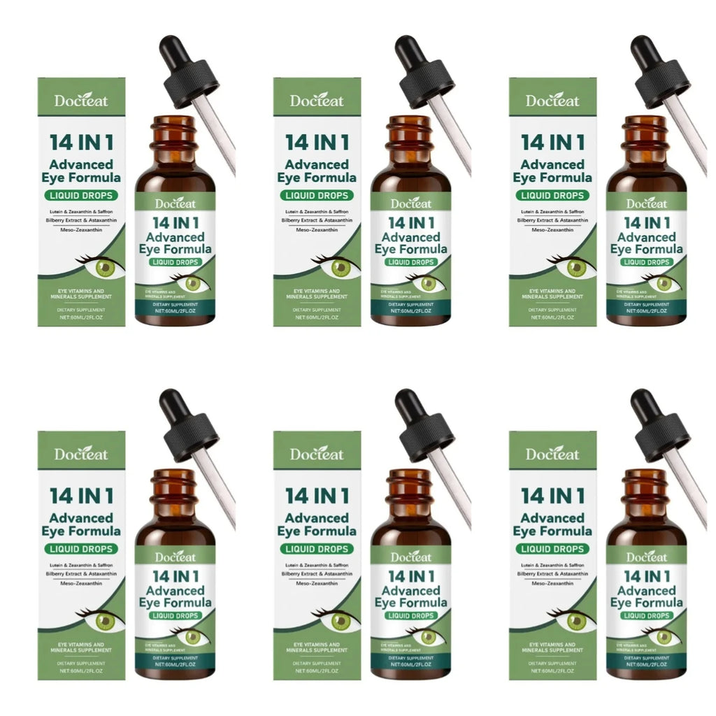 14 in 1 Advanced Visual Support Formula Liquid Drops with Lutein Zeaxanthin Saffron Astaxanthin Visual Support Supplement 60ml