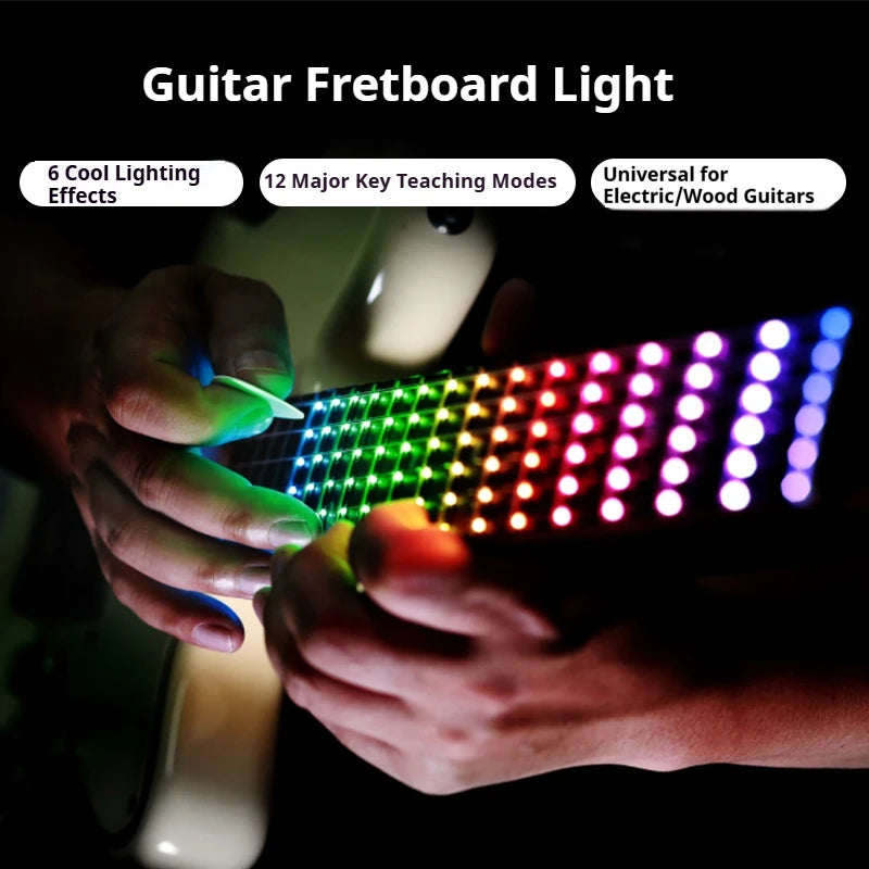 Guitar Fretboard Light with 12 Lighting Modes,Scale Learning System&Rhythm Sync for Party,Street Performance,Live Streaming