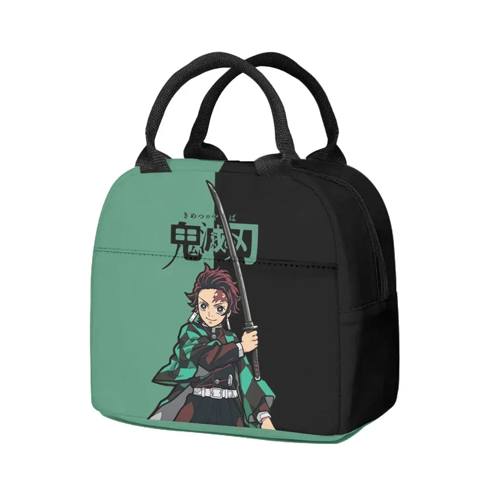New Anime Peripheral Demon Slayer 3D School Backpack Lunch Bag Pencil Case 3-Piece Set Printed Holiday Gift for Students Gift