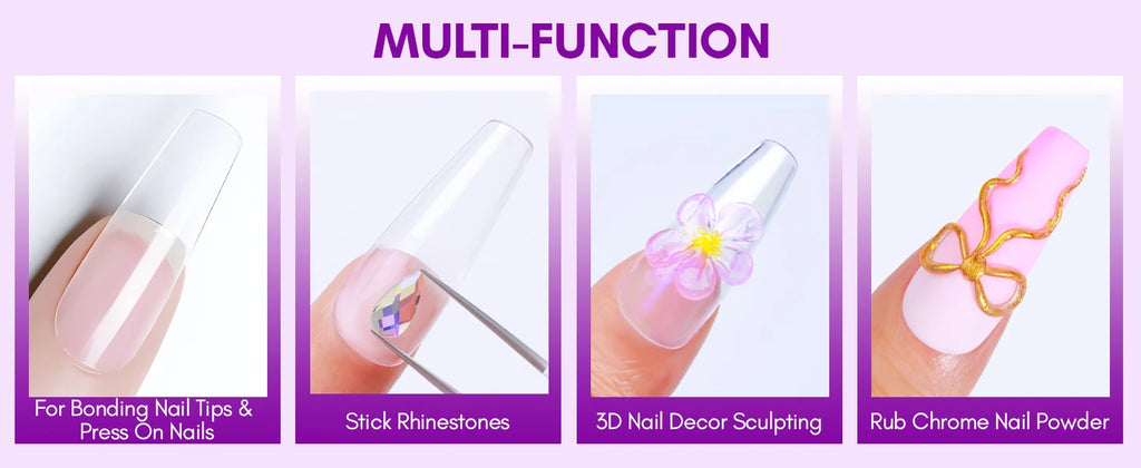 Makartt Solid Nail Gel for Acrylic Nail Tips Glue Gel Curing Needed UV Cured for Press On Nails Fake Nails Solid Nail Adhesive