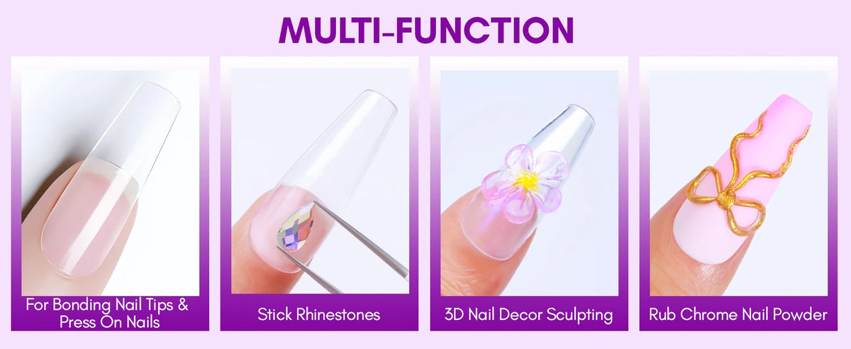 Makartt Solid Nail Gel for Acrylic Nail Tips Glue Gel Curing Needed UV Cured for Press On Nails Fake Nails Solid Nail Adhesive