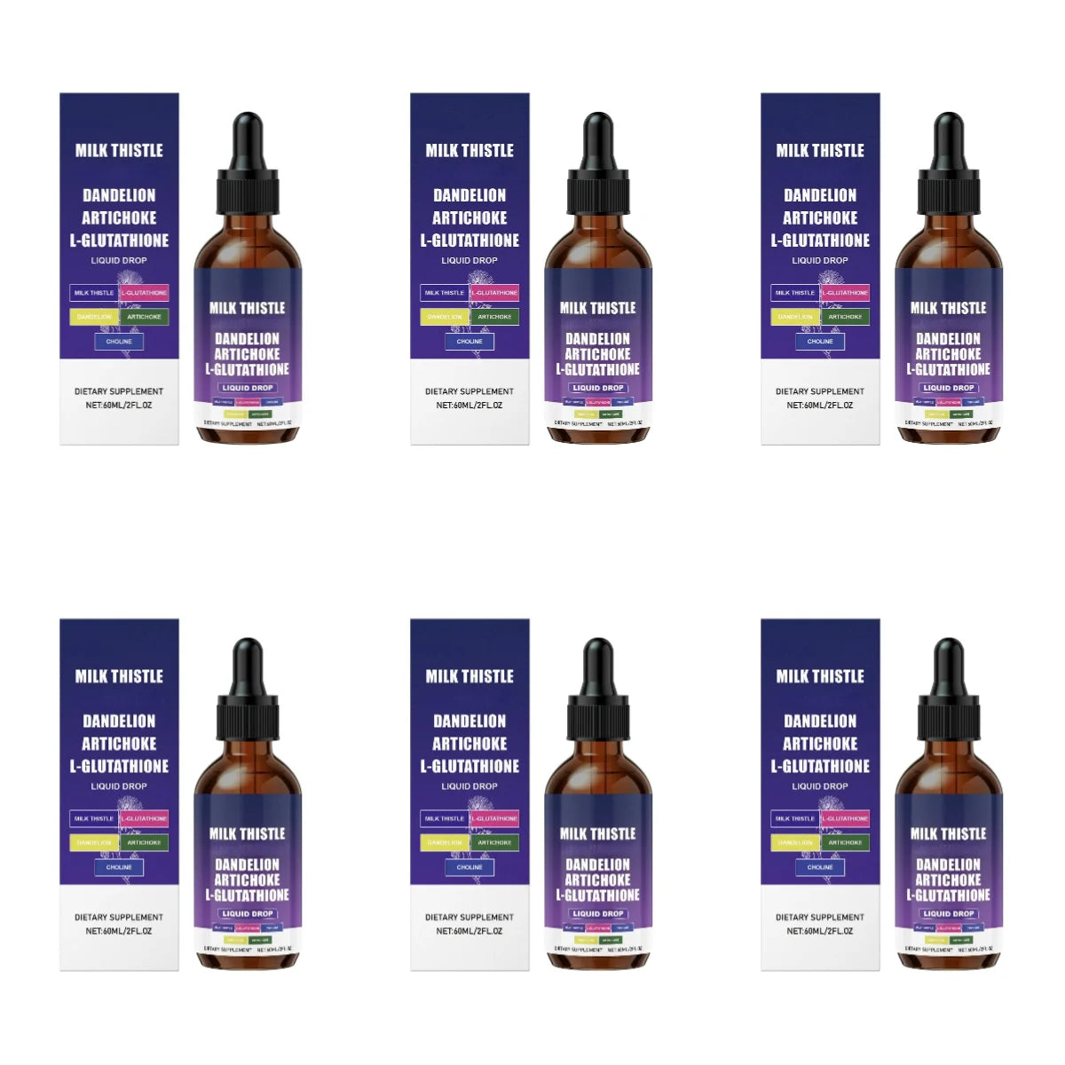 Milk Thistle+Choline Liquid Drops with L-Glutathione and Ginger for Liver Metabolic Function and Bile Flow 60 ML