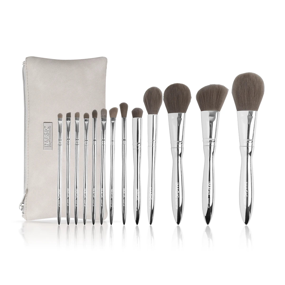 IMAGIC 13pc Makeup Brushes Set Foundation Powder Eyeshadow Portable Natural Hair Professional Blending With Storage Bag Cosmetic