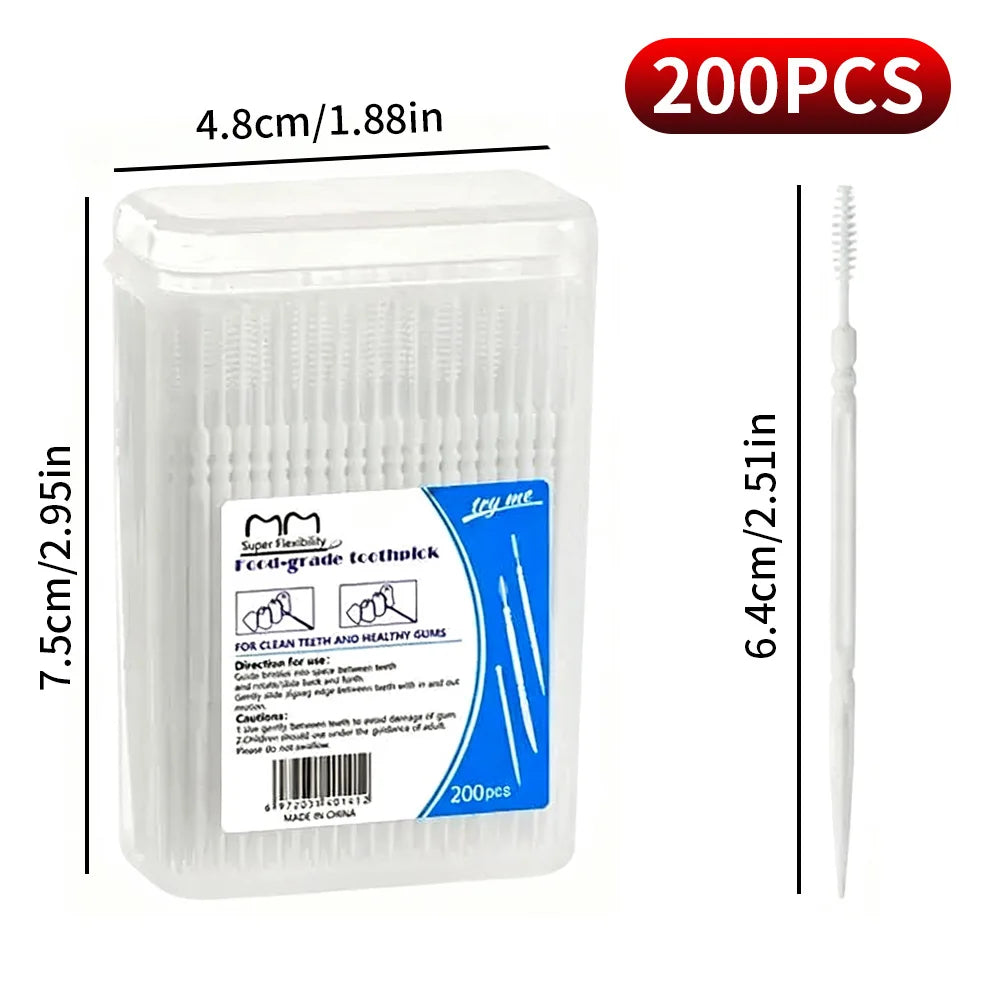 (Affordable boxed dental floss) Disposable household boxed portable ultra-fine toothpick double headed -200PCS/box