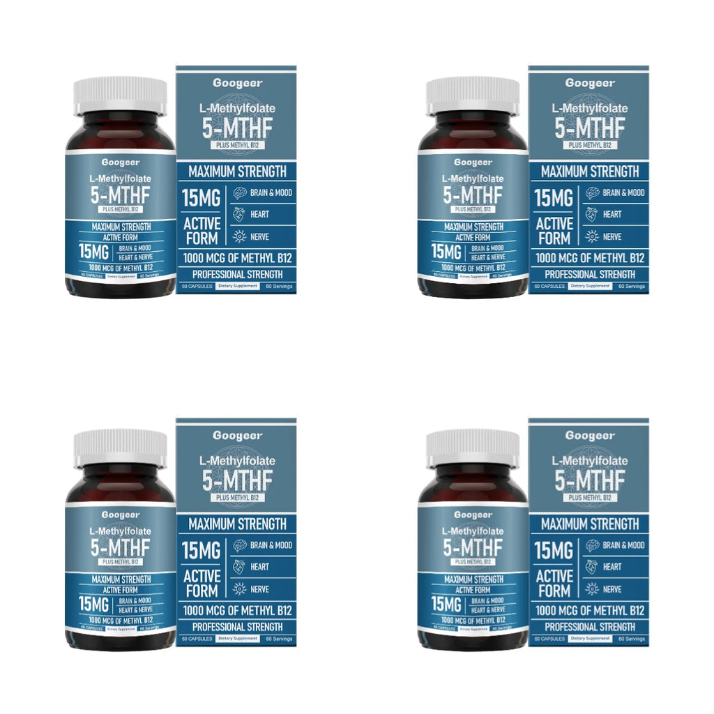 Googeer L Methylfolate 15mg + Methyl B12 1000mcg Active Folate B12 Support 60 Capsules