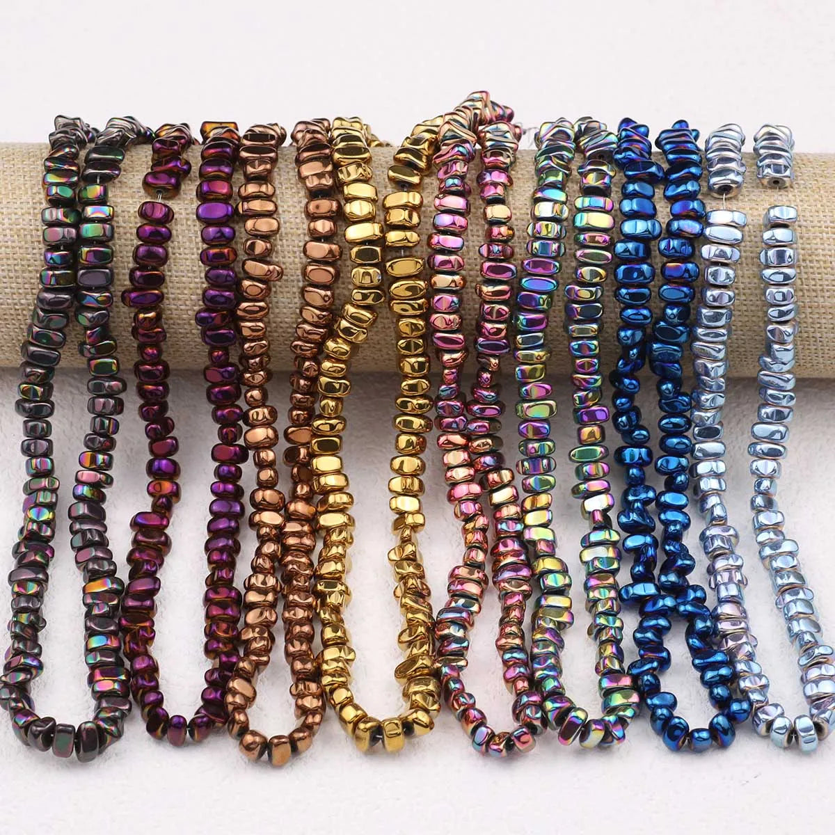 WLYeeS Gravel Stone beads 4-8mm Irregular Gold Colour Hematite  small Spacer Loose Bead for Jewelry bracelet Necklace Making DIY
