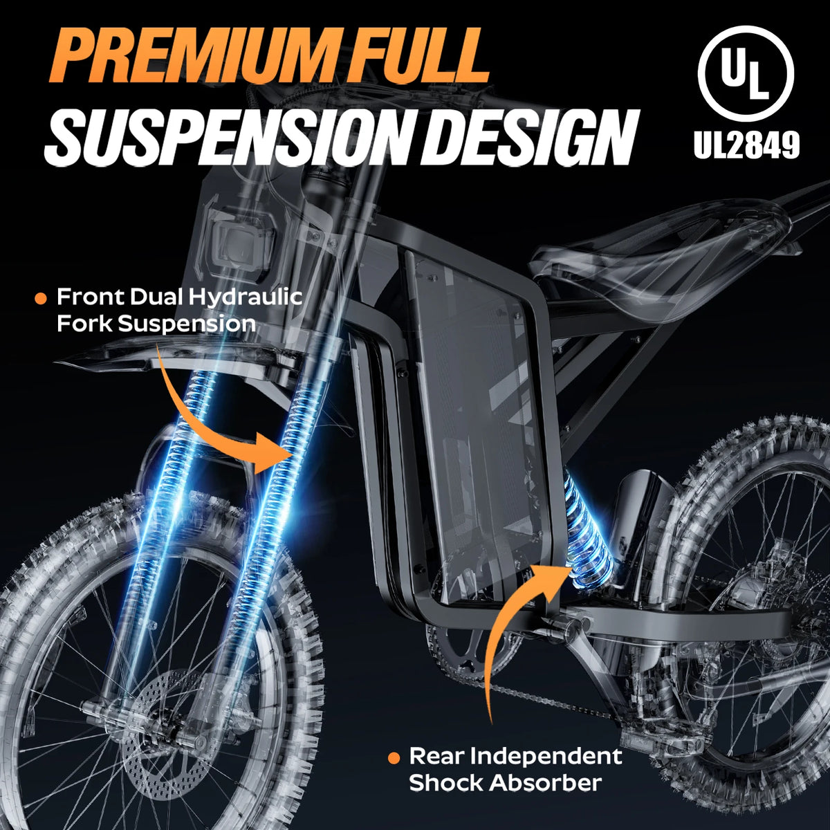 Bopzin Peak 3000W 52V Electric Dirt Bike for Adults 25AH/23AH Battery Full Suspension Off-Road Motorcycle with Hydraulic Brakes