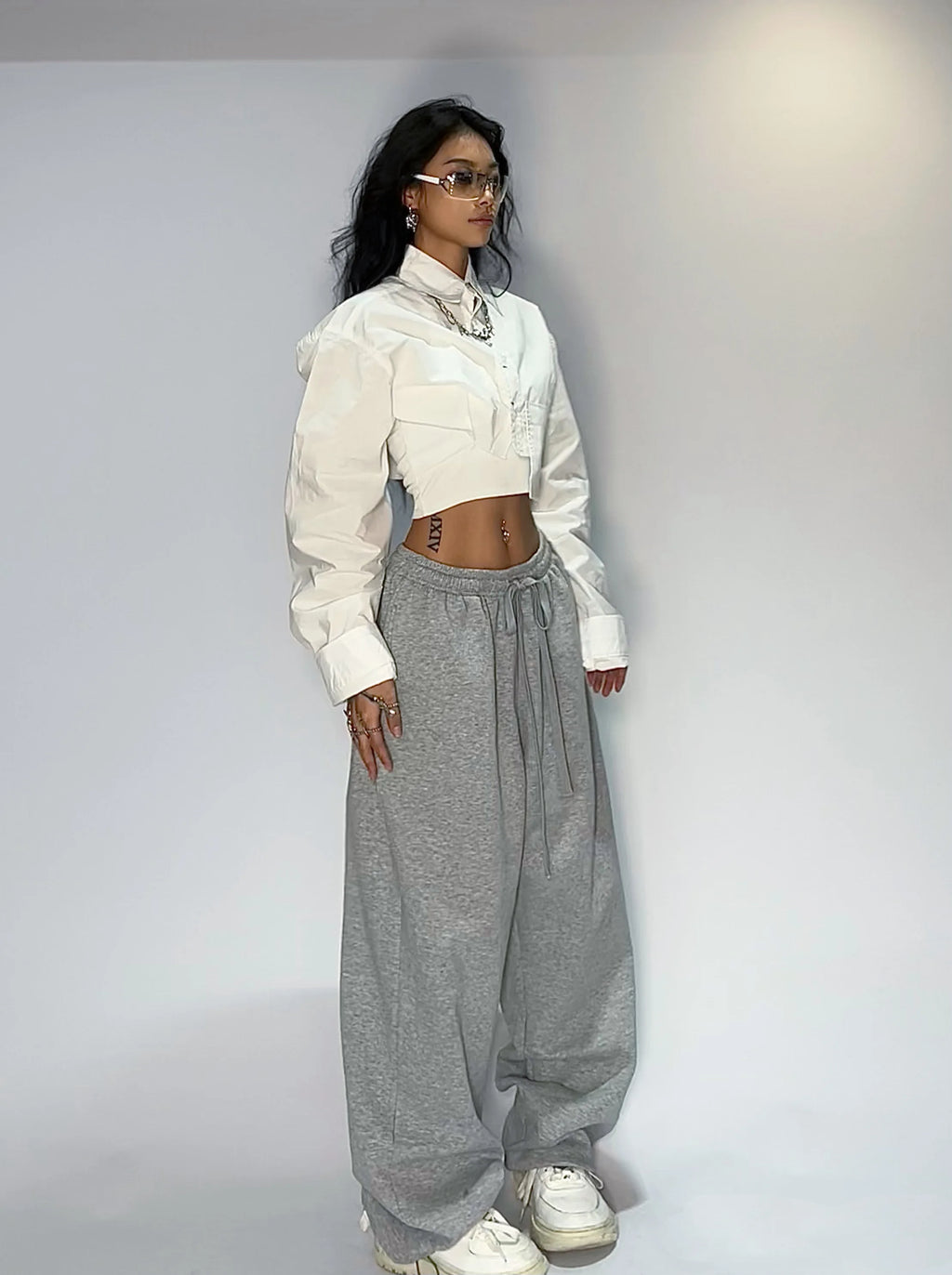 Retro Y2K Baggy Pants Fashion Women Pocket Elastic Waist Oversized Vintage Wide Leg Pant Casual Streetwear Sweatpant Trousers